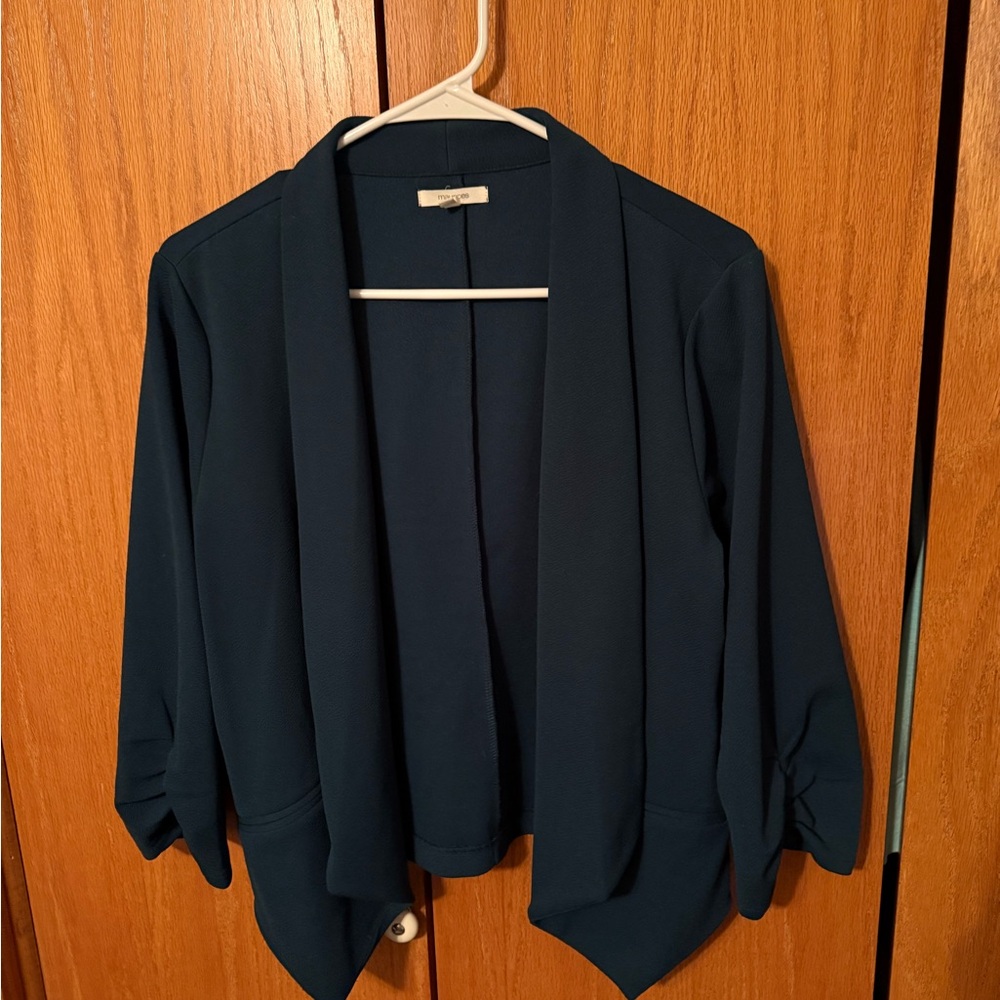 Dark Blue Open Front Cardigan